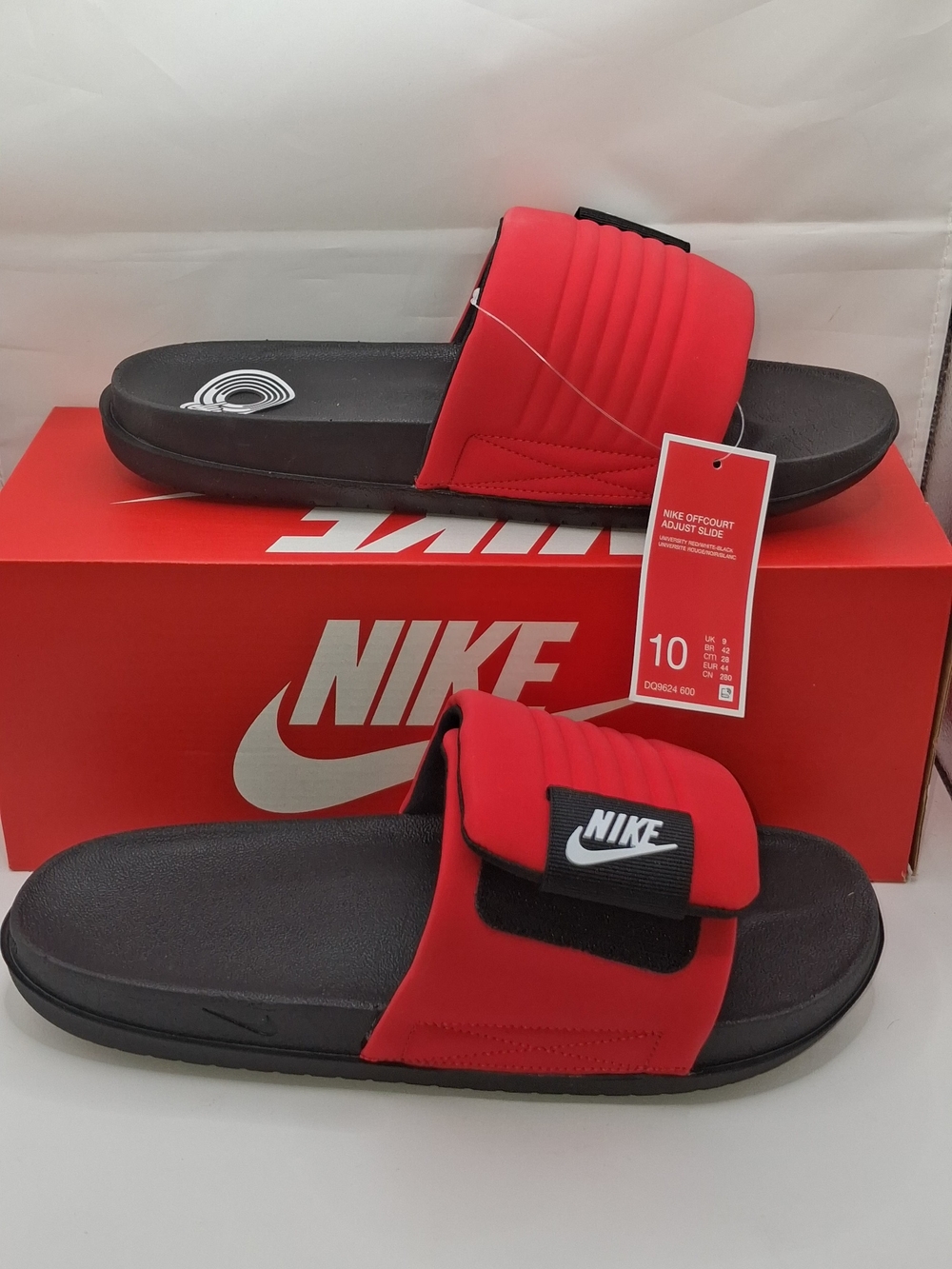 Nike Men’s Red and Black Adjustable Slide Sandals